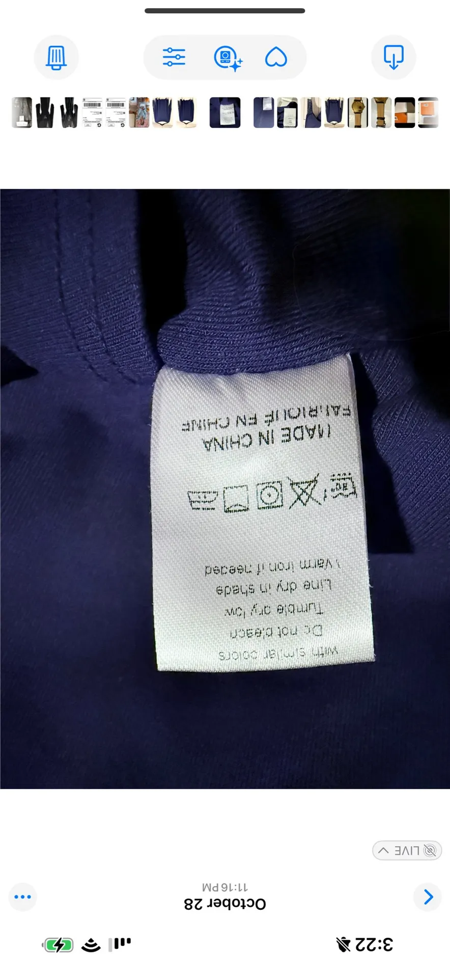 Women's navy blue long sleeve lace trim tunic shirt in size XL - Image 5