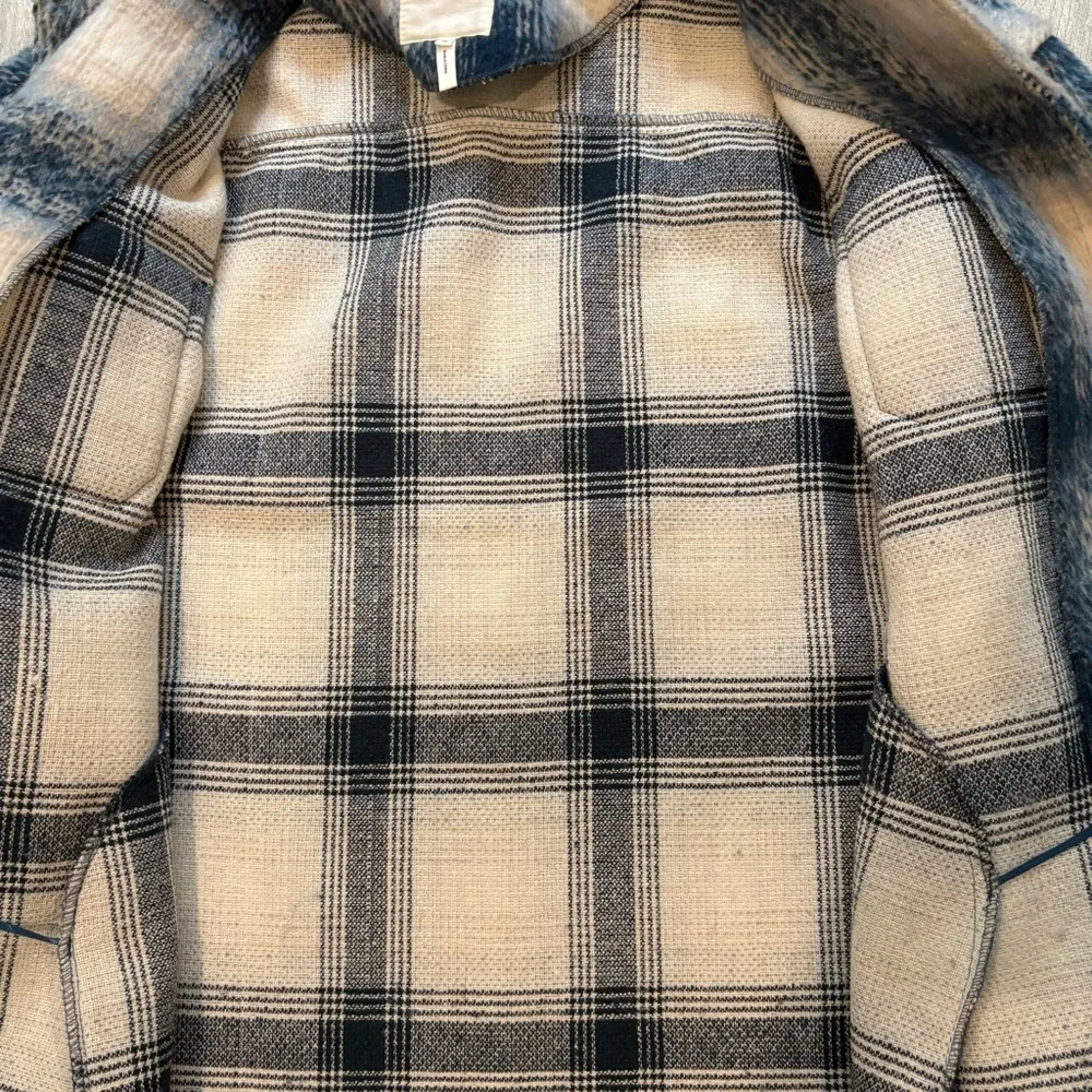 Anthropologie Avec Les Filles Plaid Shirt Jacket, Blue and   White, Sz M - Image 12