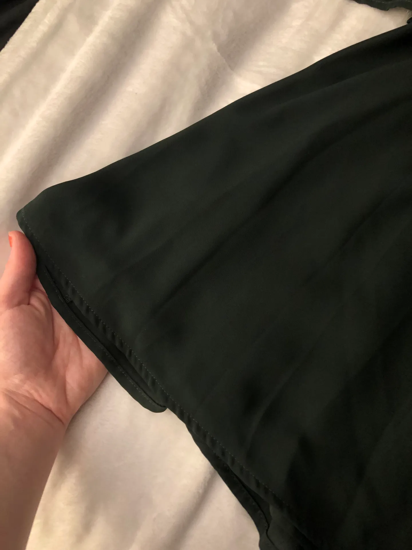 Dark Green Long Sleeved V Neck Dress Holiday - Image 3