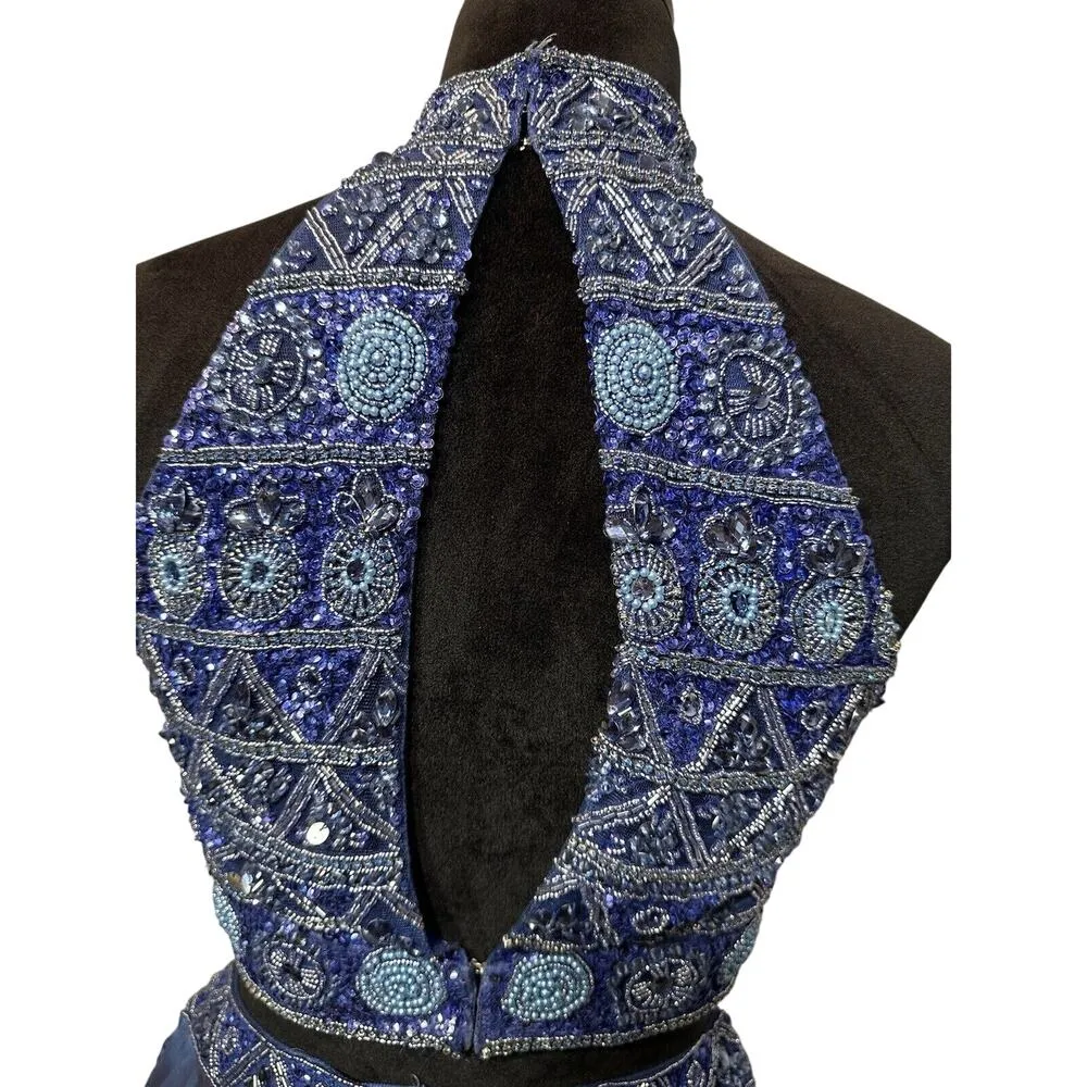 Sherri Hill 2 Piece Chiffon Skirt/Embellished Top Blue Size 6 Style 51296 Formal - Image 7