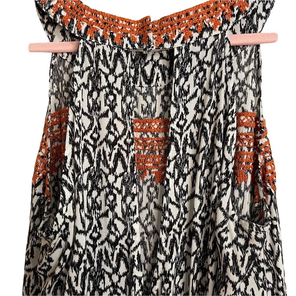 THML Jameson Embroidered Orange and Black Halter Maxi Dress - Image 7