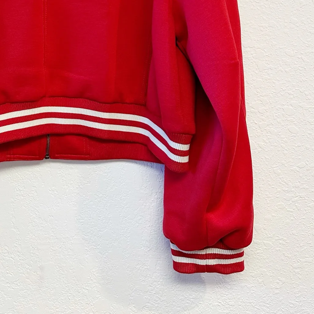 Anthropologie Maeve Red Knit Varsity Bomber Jacket Collegiate Style NWT Xlarge - Image 10