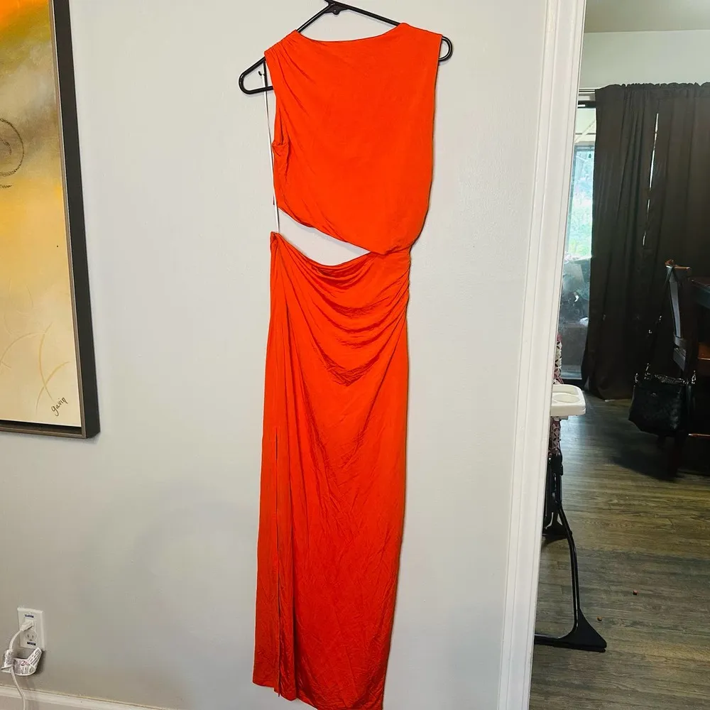 Atlein Red Jersey Sleeveless Crewneck Side Zipper Closure Jersey Dress Size S - Image 7