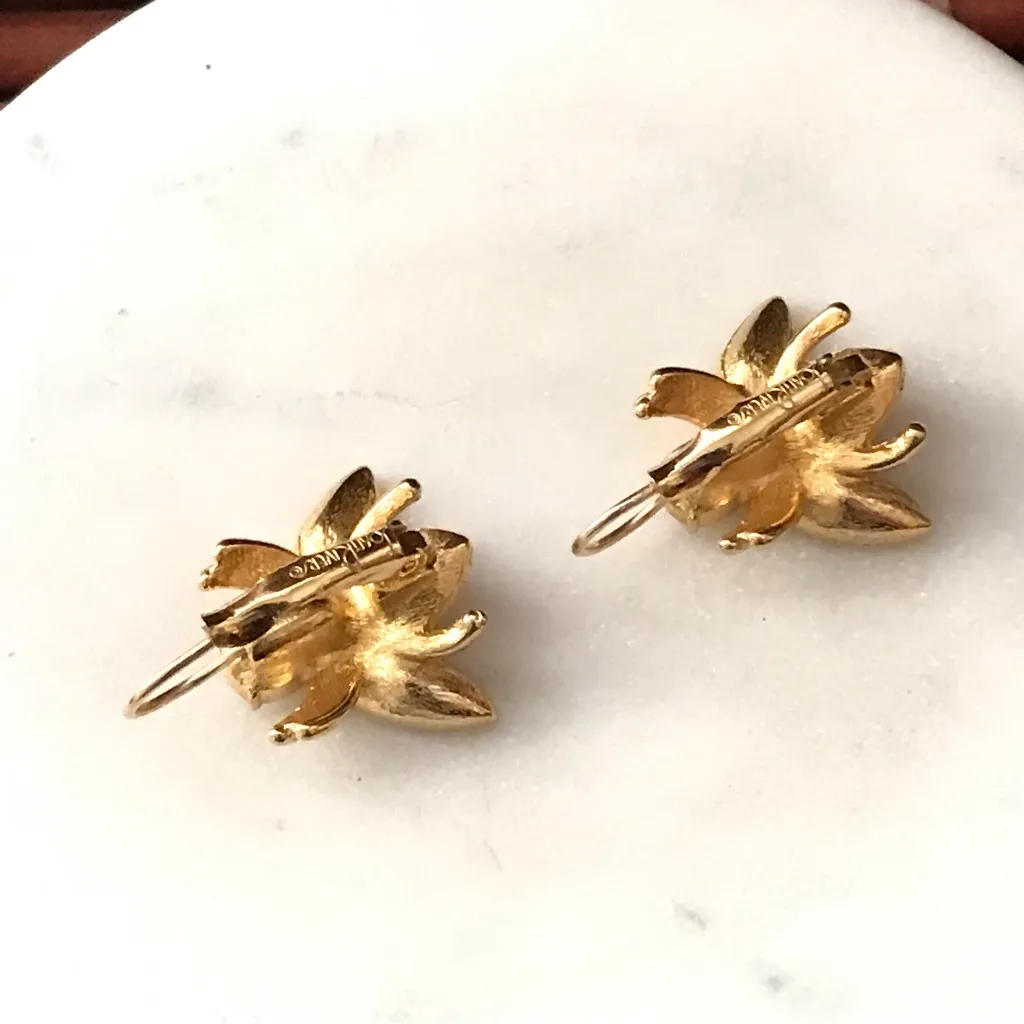 Joan Rivers Pierced Bee Earrings Gold Tone Orange & Clear stones. Gorgeo… - Image 4