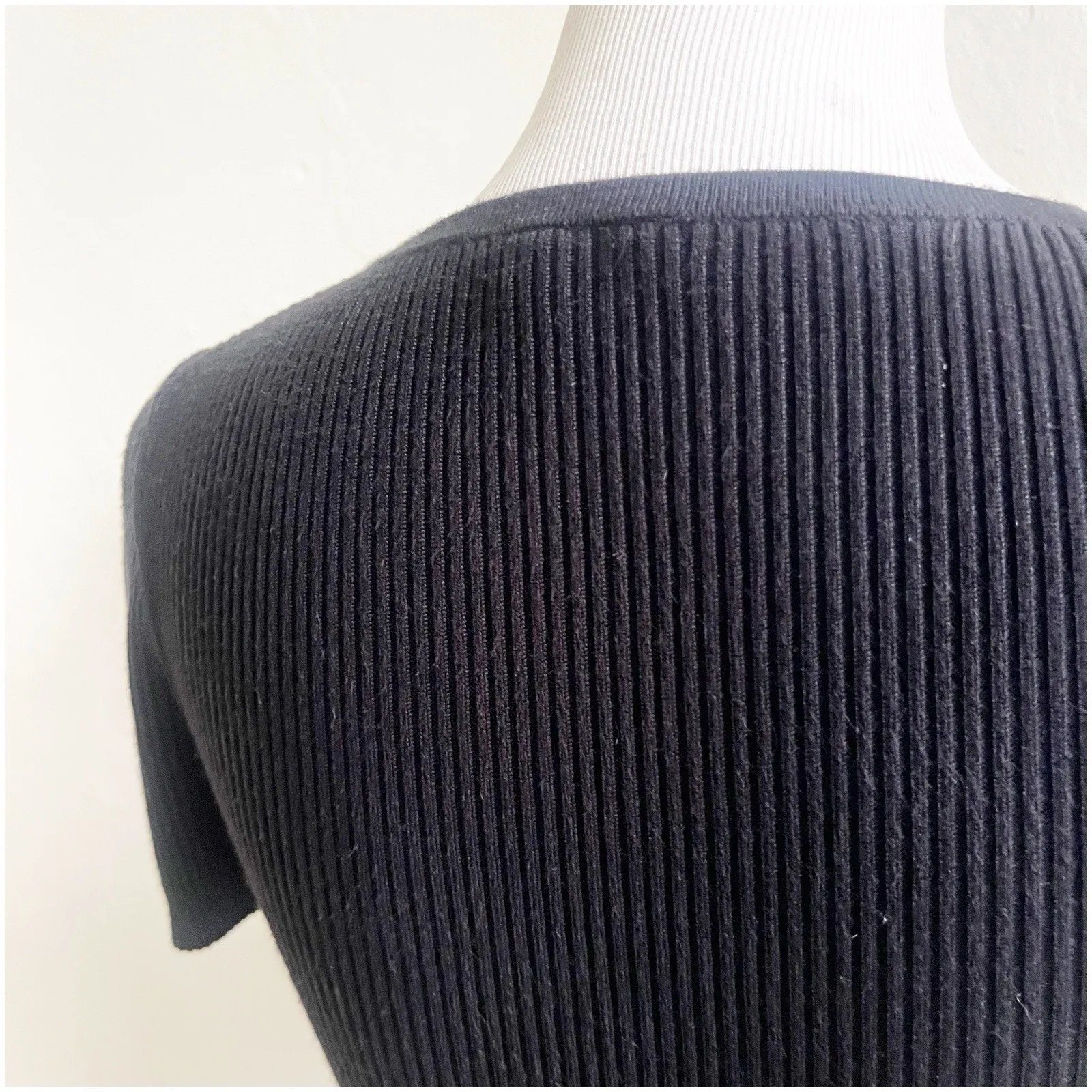 Moth By Anthropologie Short Sleeve Ribbed Sweater Black Size XS Goth Minimalist - Image 5