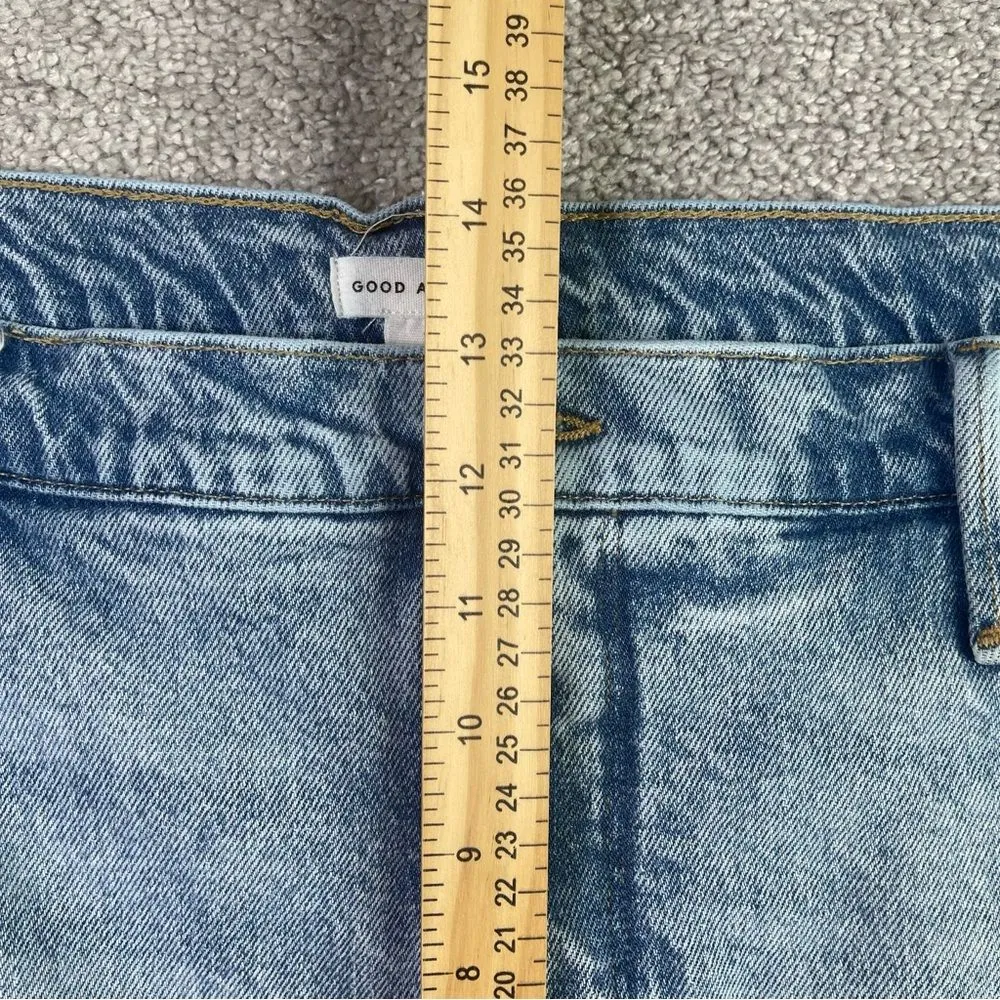 Good American Good '90s Shorts Women's 18 Blue High Rise Cutoff Denim Distressed - Image 7