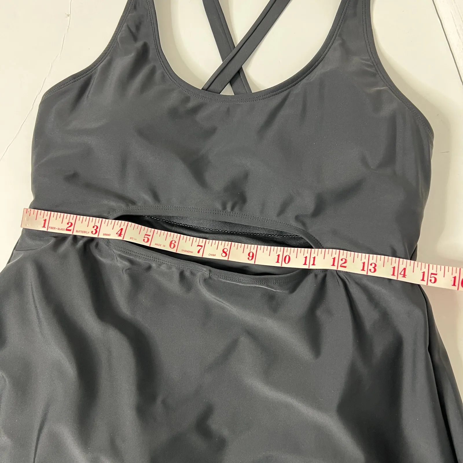 Outdoor Voices Scoop Neck Cutout Swim Dress Black Size Large - Image 6