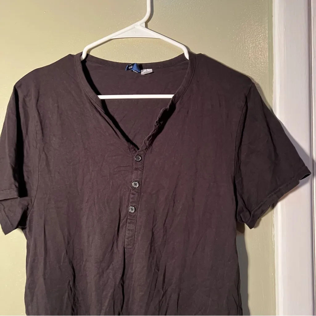 Divided H&M Henley Popover Tunic Top Black S - Image 2