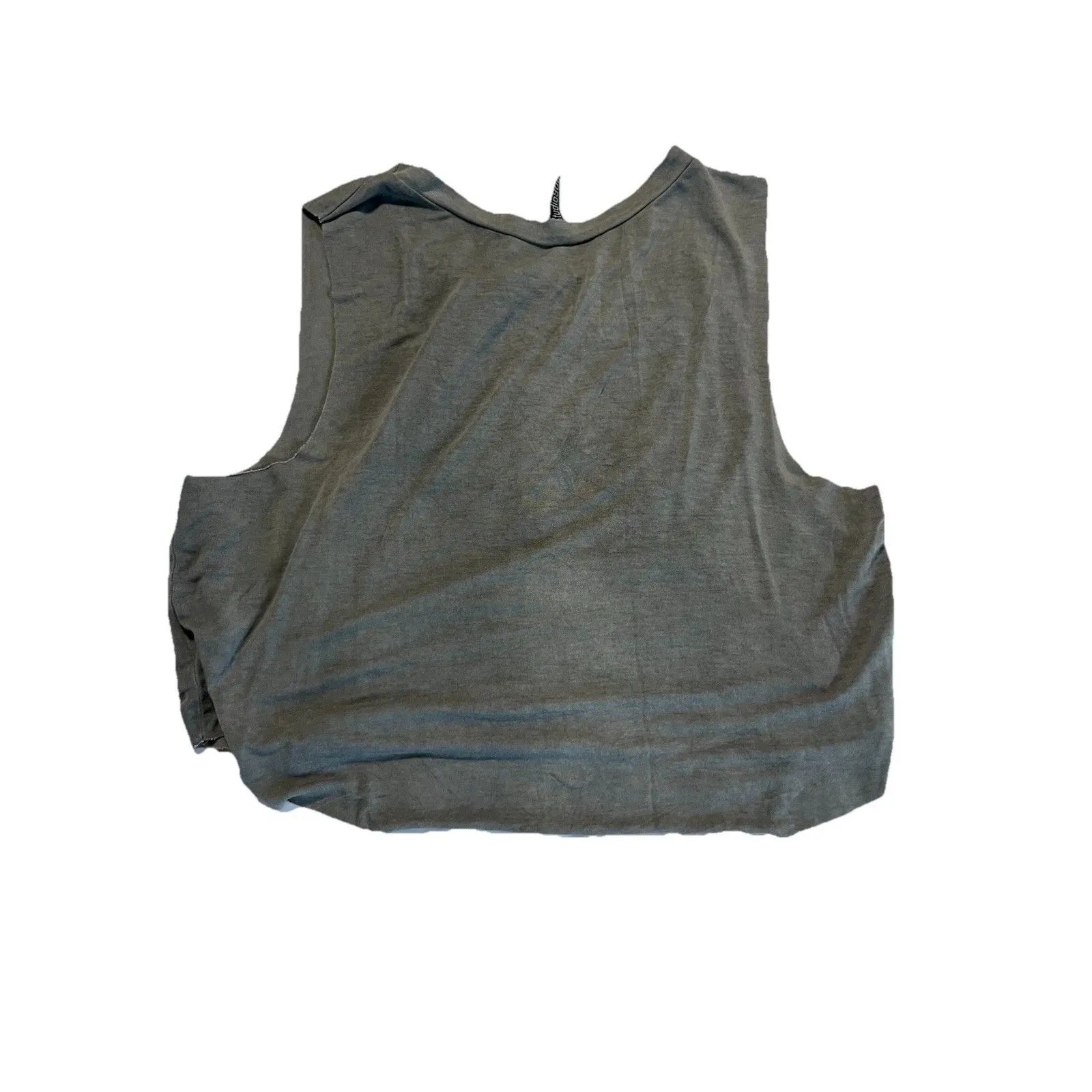 Gray Muscle Crop Tank Graphic “WINE NOT?” Size M Beach Party Casual Size M - Image 2