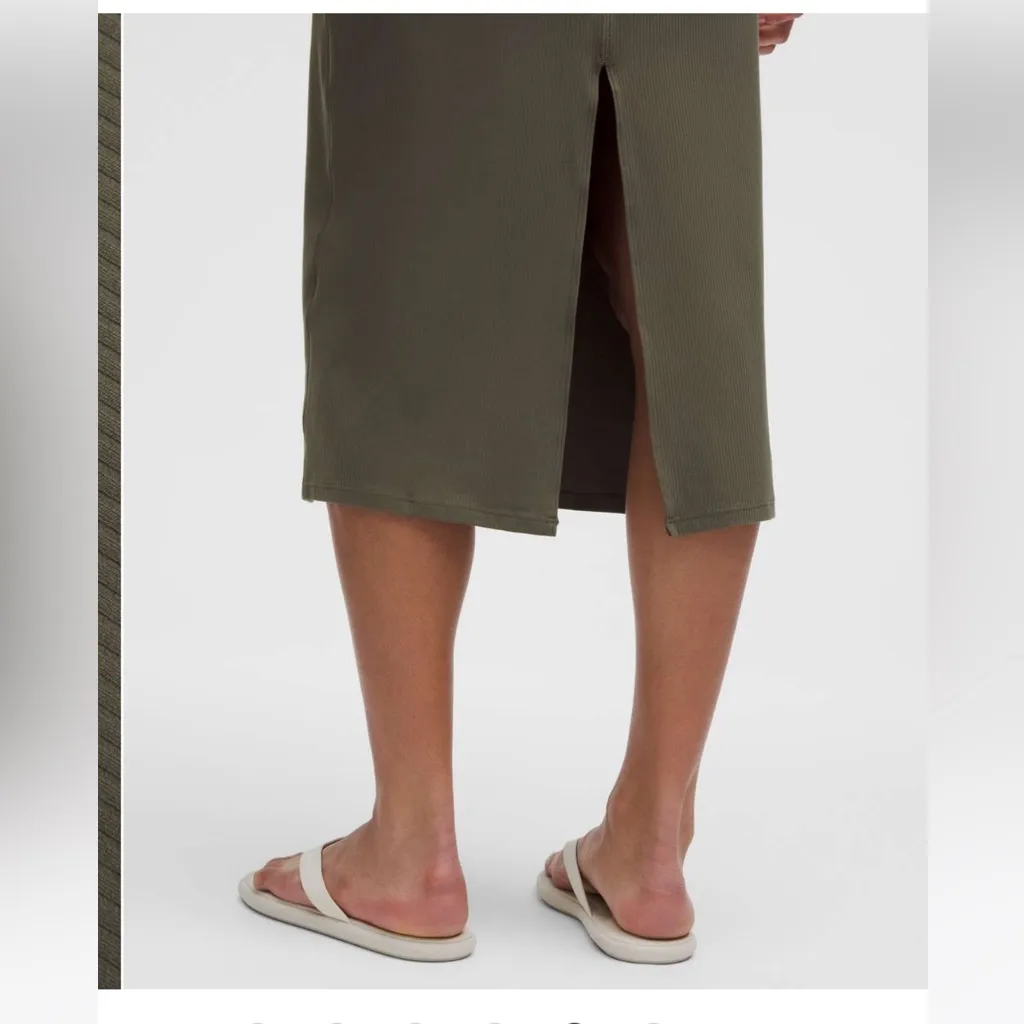 NWT Lululemon All Aligned Ribbed Midi Dress / ARMG( Army Green) - Image 5