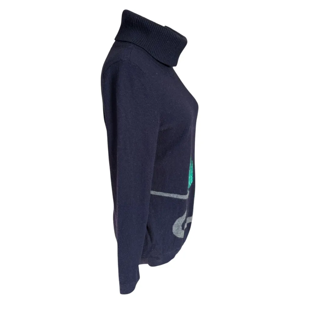 Talbots Petites dark blue long sleeve pullover turtleneck Christmas sweater SP - Image 3