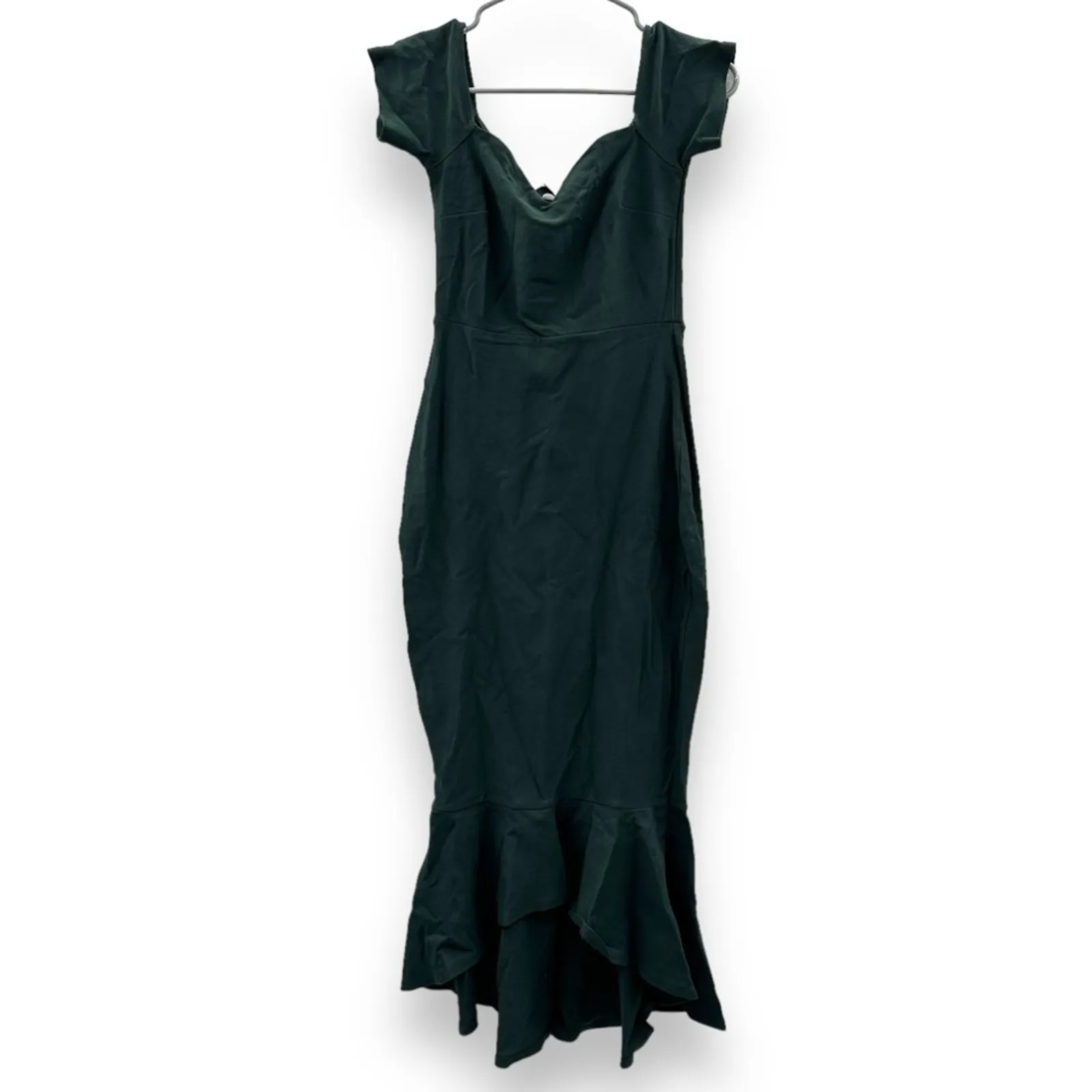 Lulus How Much I Care Dark Green Off-the-Shoulder Ruffle Hem Midi‎ Dress Sz S - Image 3