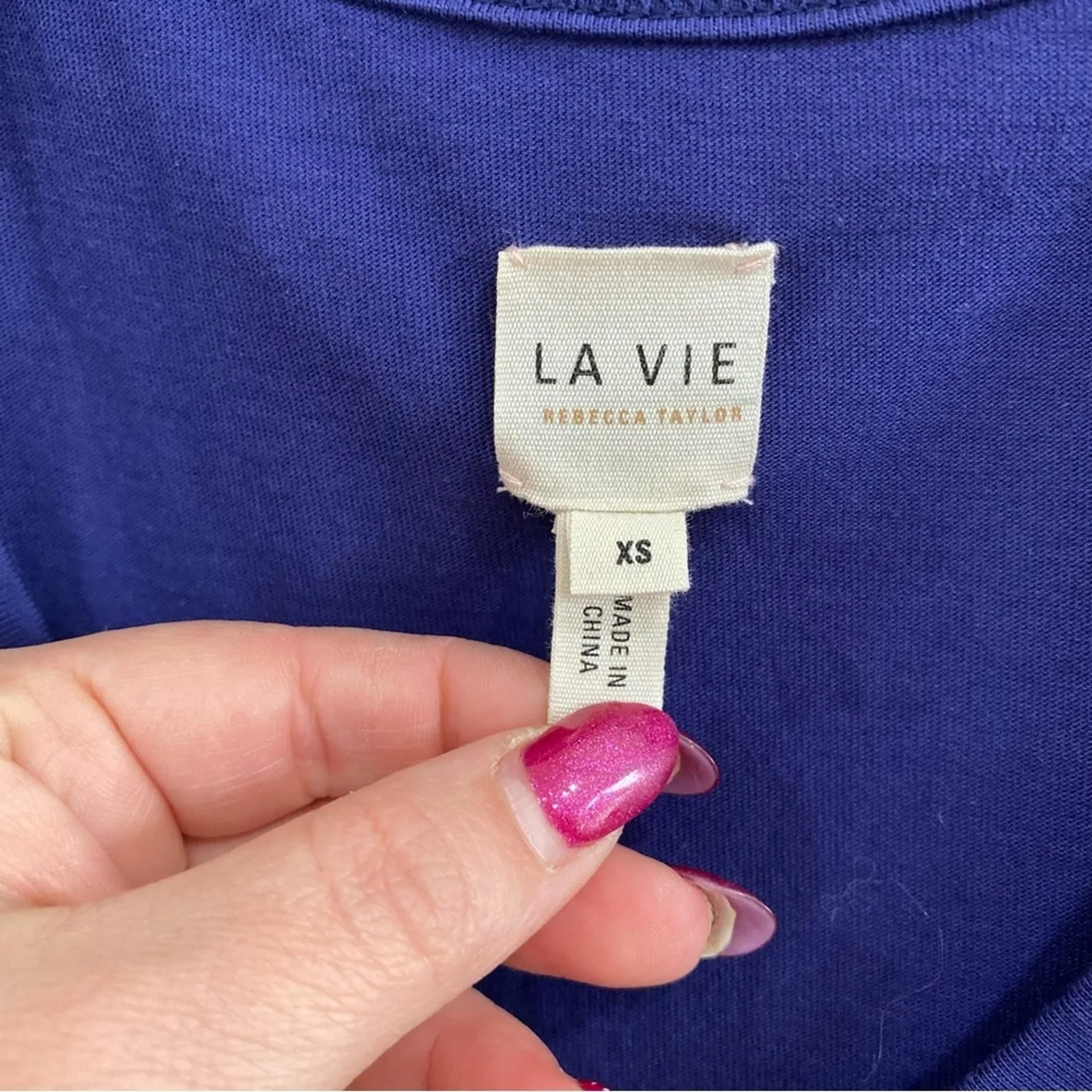 La Vie Rebecca Taylor Blue Cotton Eyelet Dress XS Ruffle Sleeve Flounce Hem - Image 6