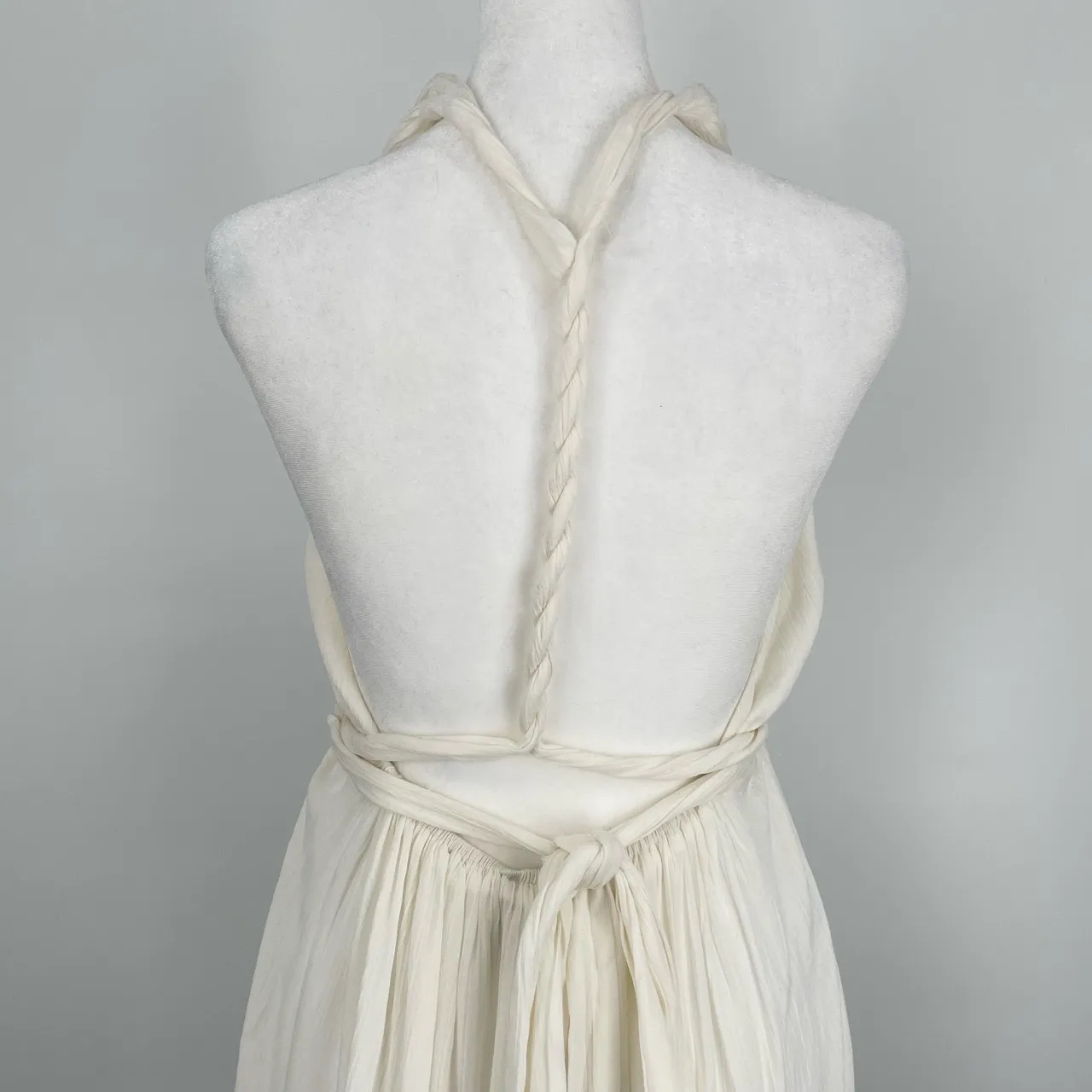 Amuse Society Womens Halter Wrap‎ Front Soft Girl Cream Summer Mini Dress Small Tan - Image 5