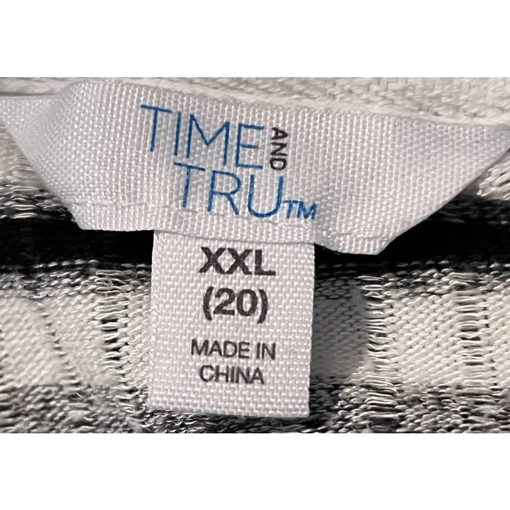 Time & Tru Women's Black Gray White Cow Neck‎ Long Sleeve Tunic Size XXL 20 - Image 3