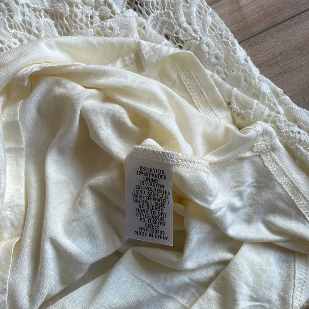 NWT Umgee Boho Ivory Babydoll Mini Dress Floral Crochet Lace Off Shoulder Sz S - Image 9