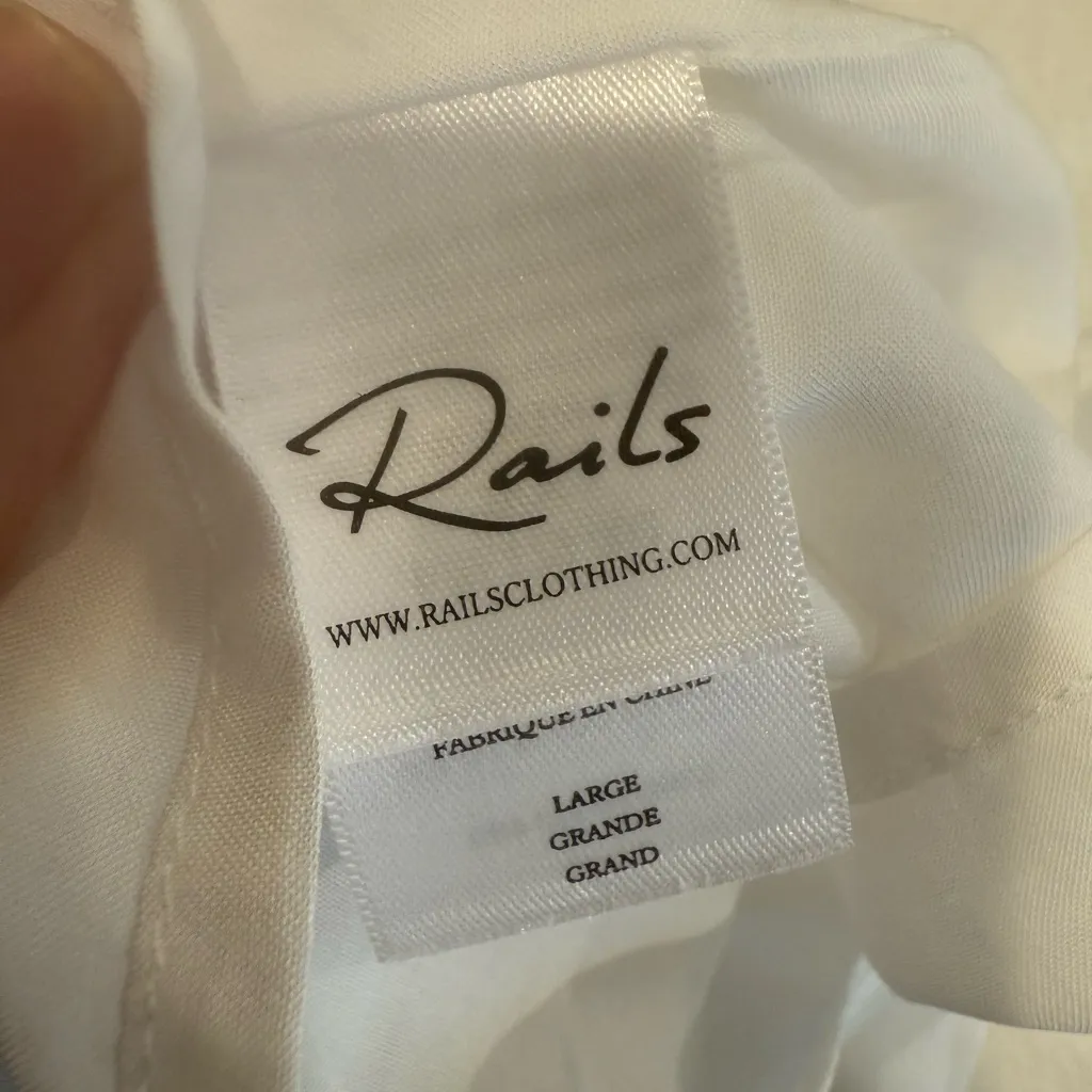 RAILS Ivy Dress NWT White Cotton Poplin Drawstring Waist size Large - Image 5