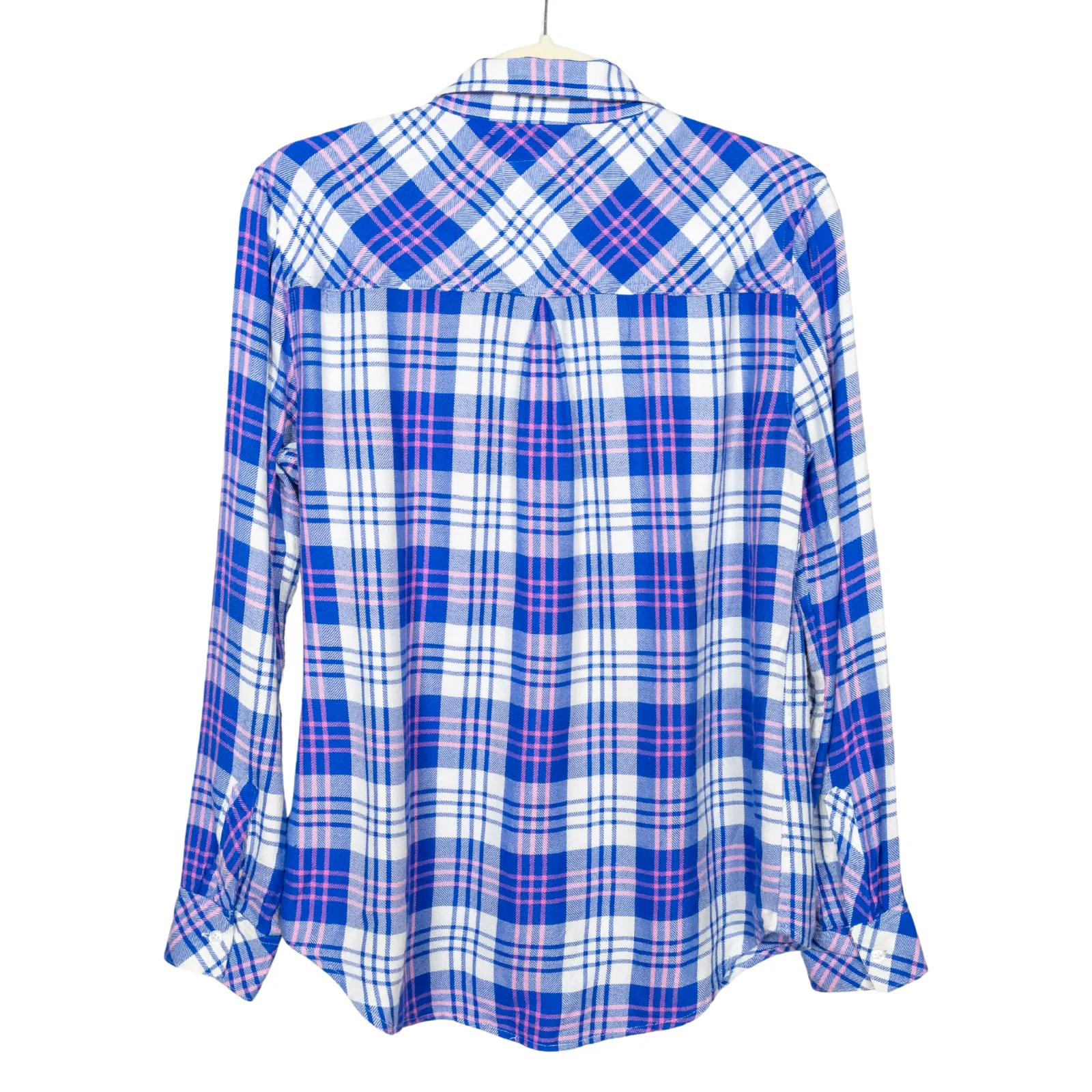 RAILS Hunter Plaid Shirt in White Candy Azure Long Sleeve Buttoned Women's Small - Image 2