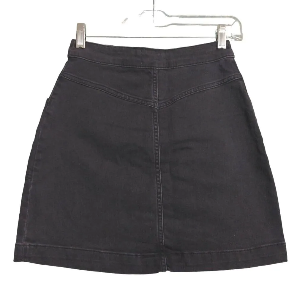 Marine Layer Archive A Line Skirt Women's 0 Black Mini Stretch Dark Academia - Image 4