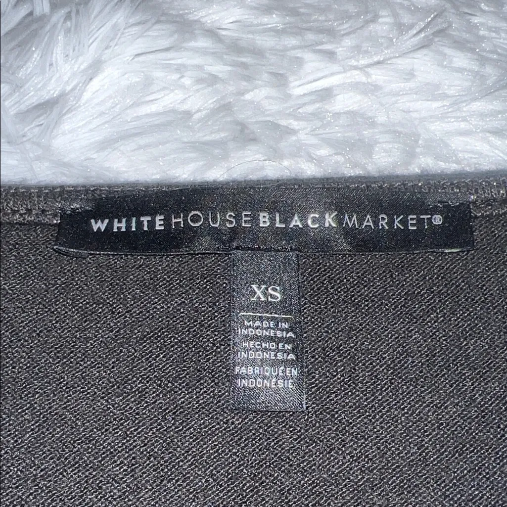 White House Black Market Shimmering Black Long Sleeve Top Size XS - Image 2