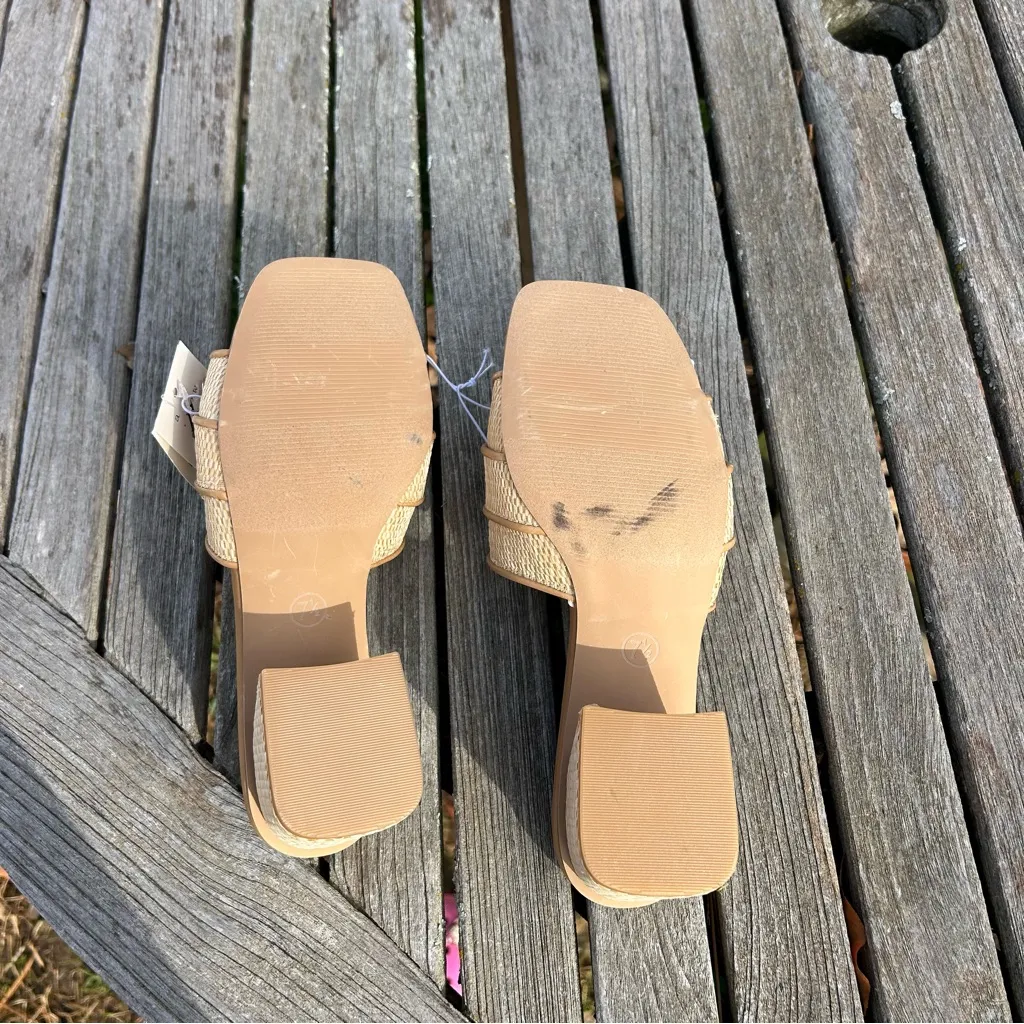 Nwt Size 7.5 Women's Kathleen Raffia Buckle Block Heels - A New Day summer fall - Image 7