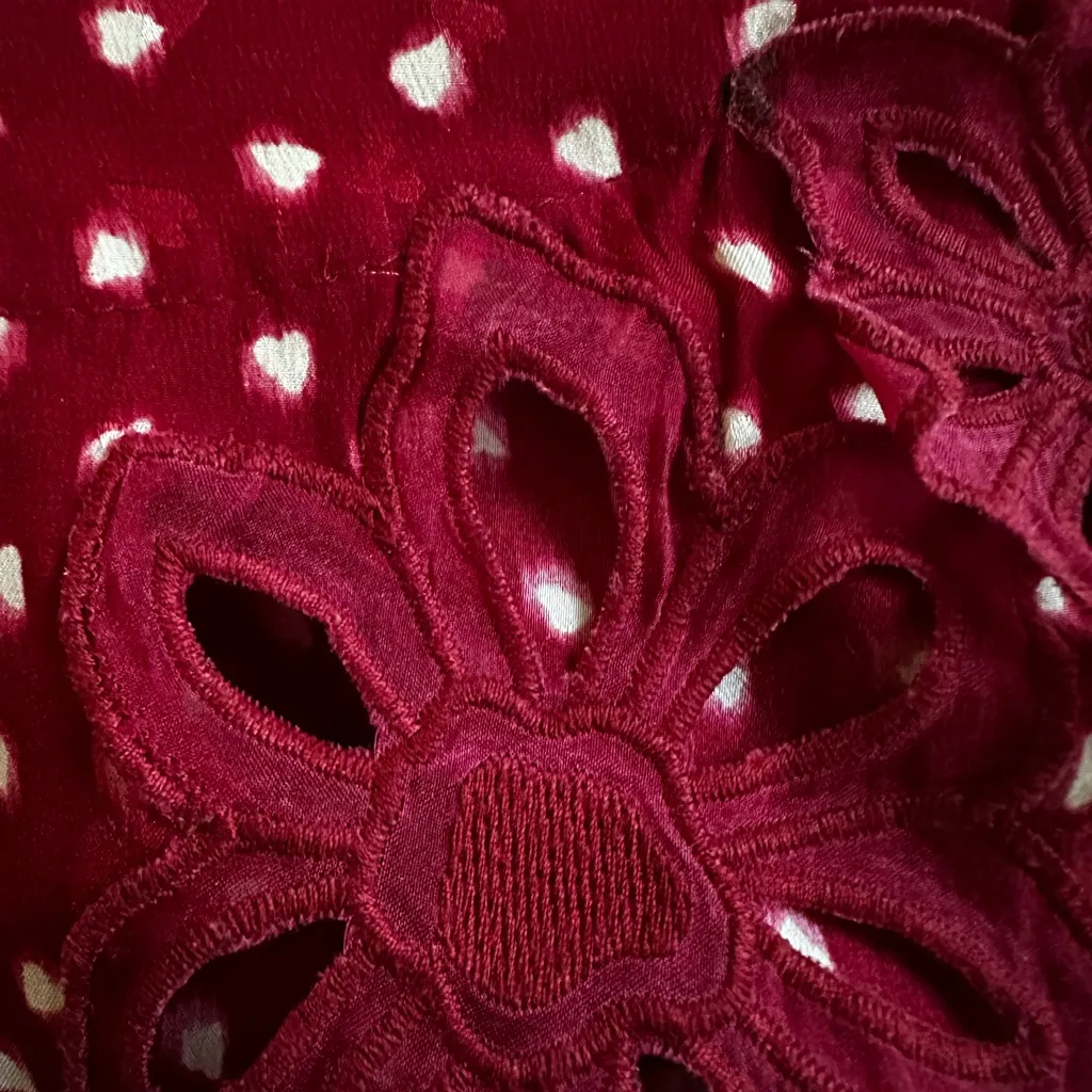 Rebecca Taylor 3D Applique Red Floral Heart Top 100% Silk Size 2 Valentines Love - Image 8