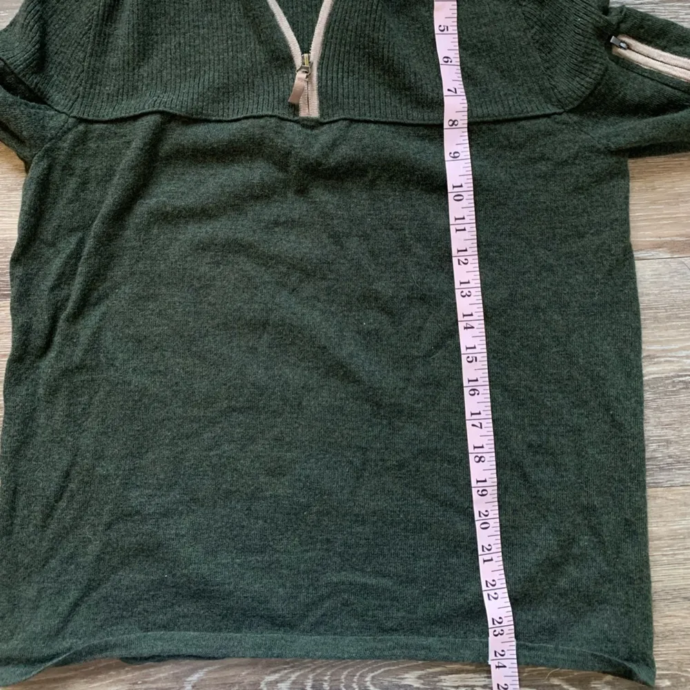 Abode Outside Campfire 100% Merino Wool Quarter Zip Forest Green L Size L - Image 6