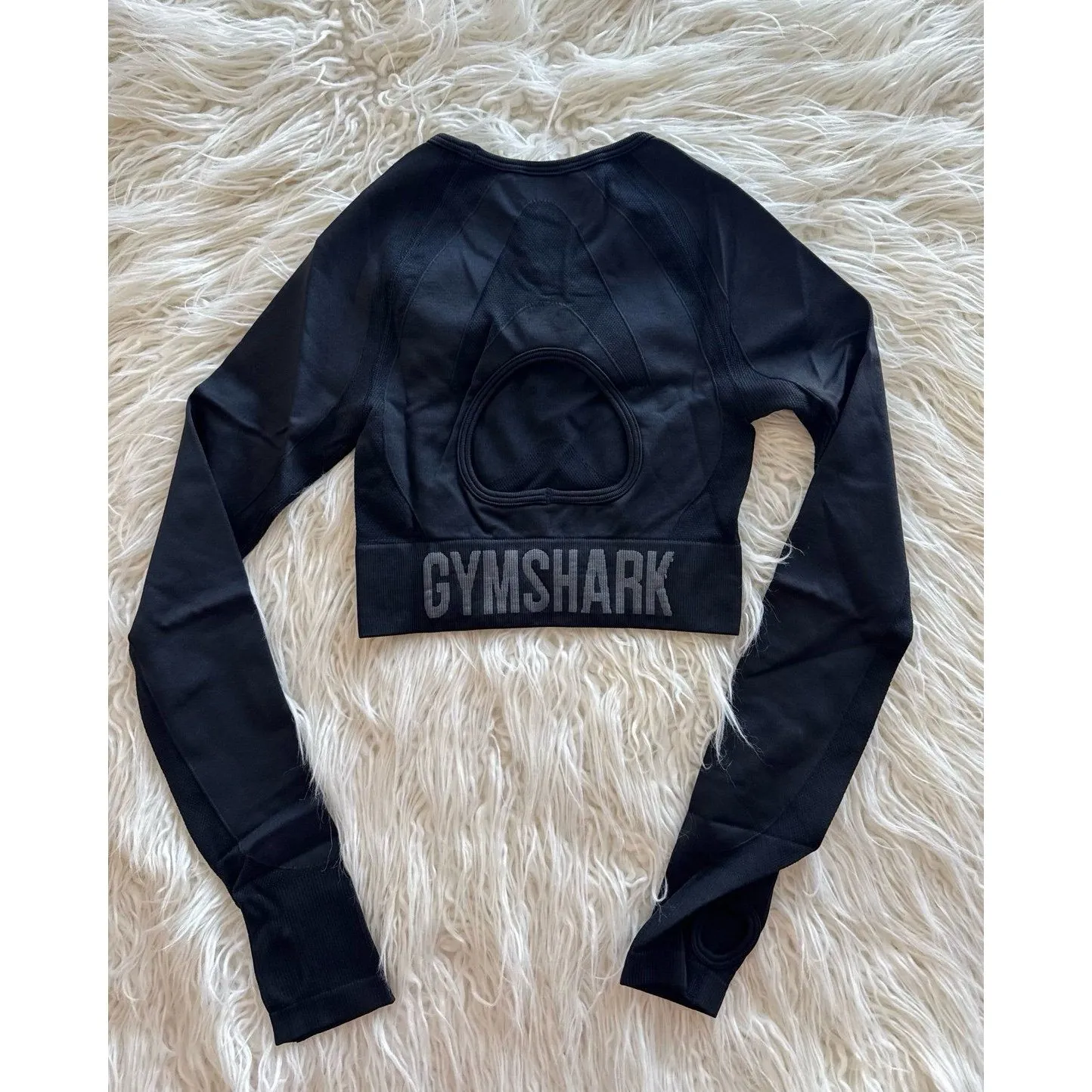 Gymshark Flex Long Sleeve Crop Top Black Size XS - Image 8