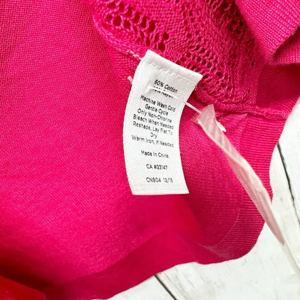 Talbots Shirt Women SzMedium Red Short Sleeve Textured V Neck Cotton Blend Top - Image 3