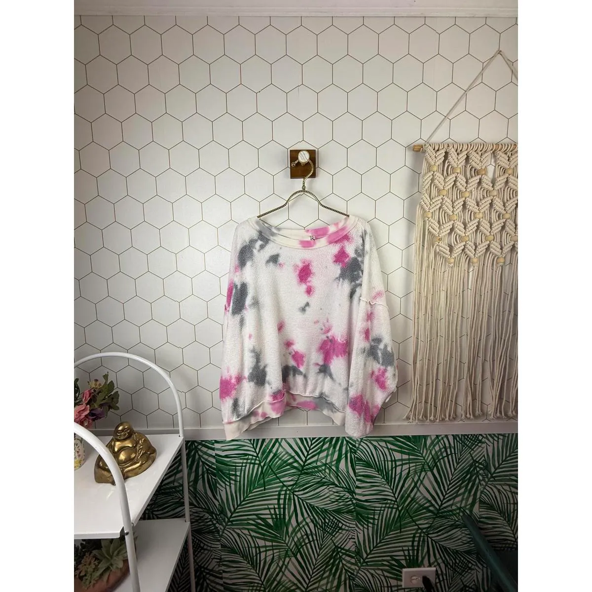 Free People Intimately Pink Fleece Oversized Kelly Sweatshirt - Size - Small - Image 3