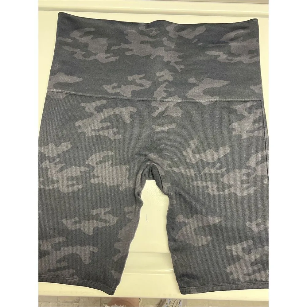 SPANX Women’s Black Camo High Rise Textured Pull-on Nylon Biker Shorts- Large - Image 10