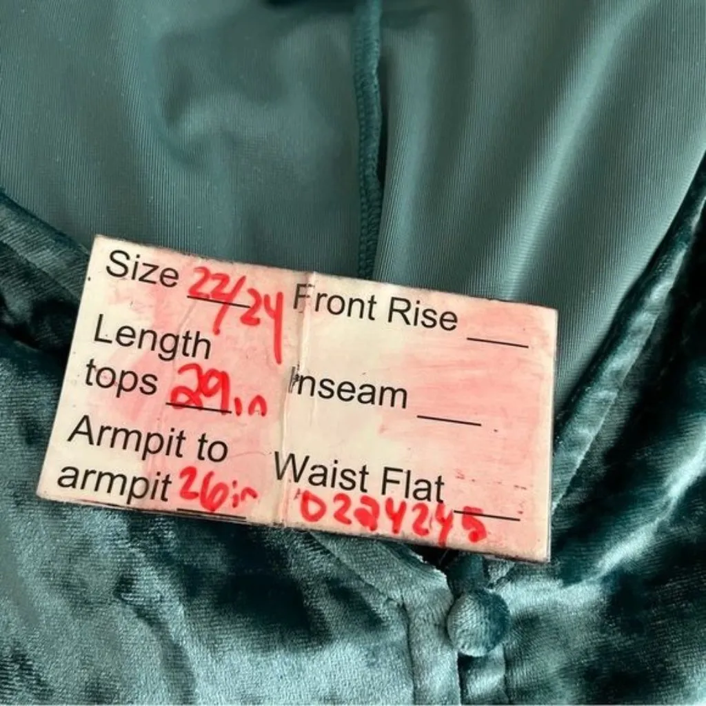 Lane Bryant Womens Plus Size 22/24 Teal crushed Velvet V-Neck Long Sleeve Top - Image 11