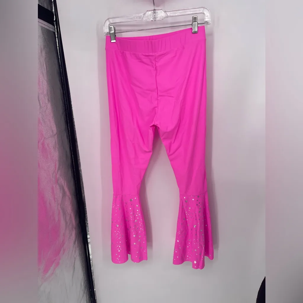Hot Pink Outfit Set Crop Top‎ Bell Bottoms Star Accents Party Costume Size M - Image 5