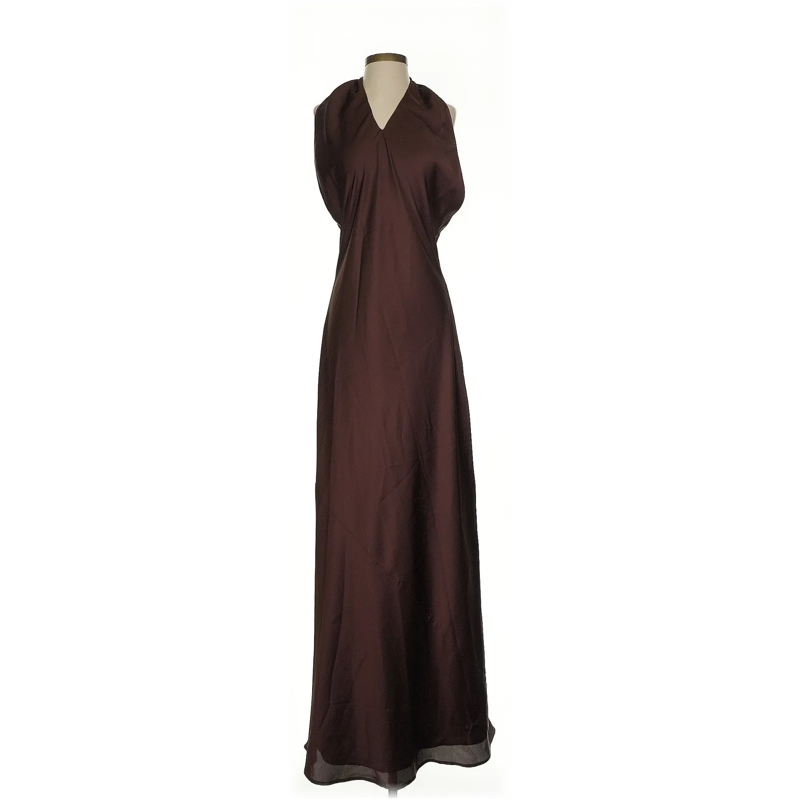 Show Me Your Mumu Jasmine Halter Maxi Dress Chocolate Luxe Satin XXS - Image 5