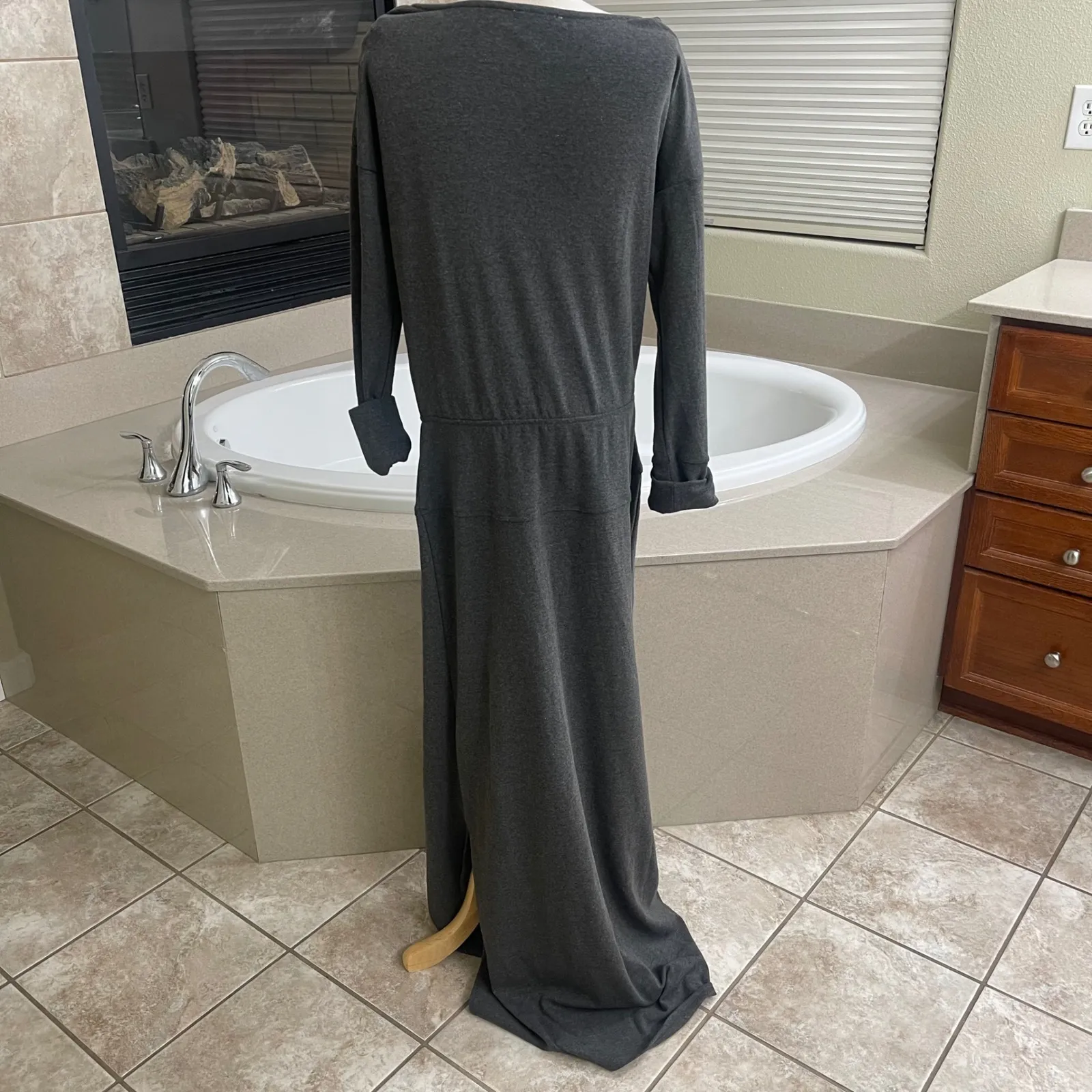 Soft Surroundings Charcoal Gray Long Sleeve Maxi Dress Men's Medium boho lady - Image 2