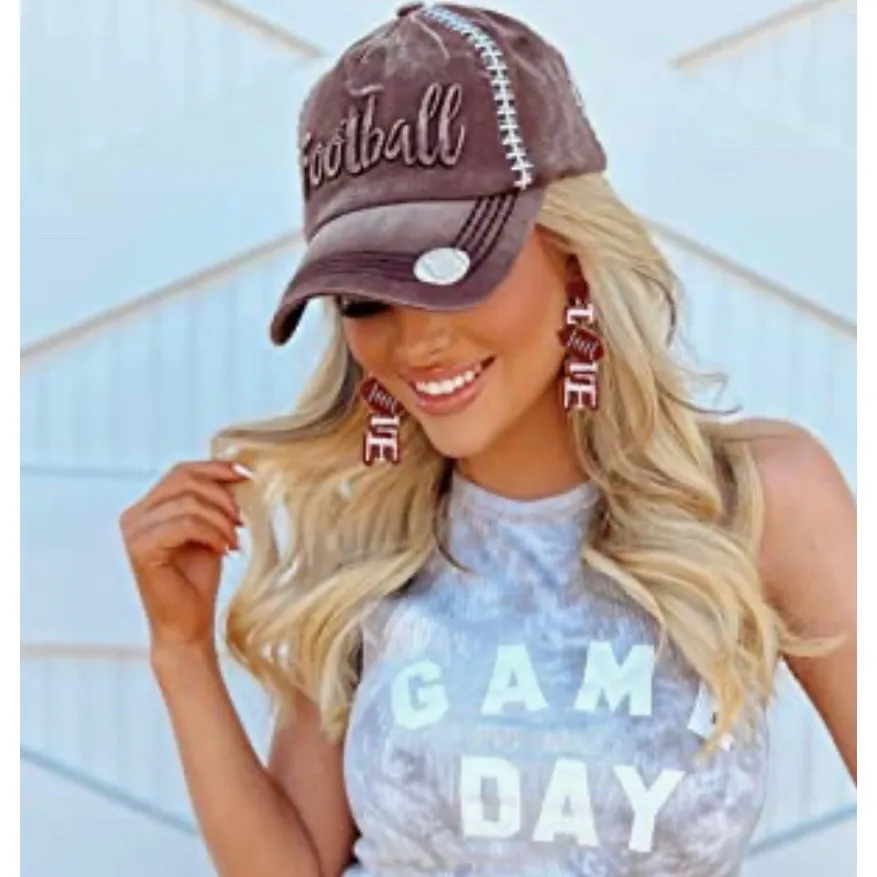 Hippie by JolliMolli Football Earrings Beaded Game Day‎ Dangle Drop New White - Image 5