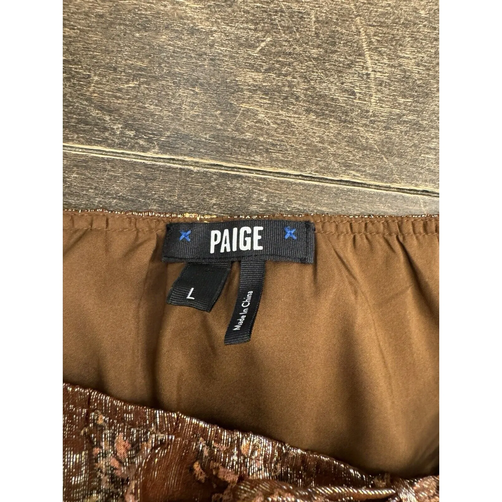 $349 Paige Women's Brown Noah Floral‎ Metallic Mini A-Line Dress Size Large Silk - Image 2