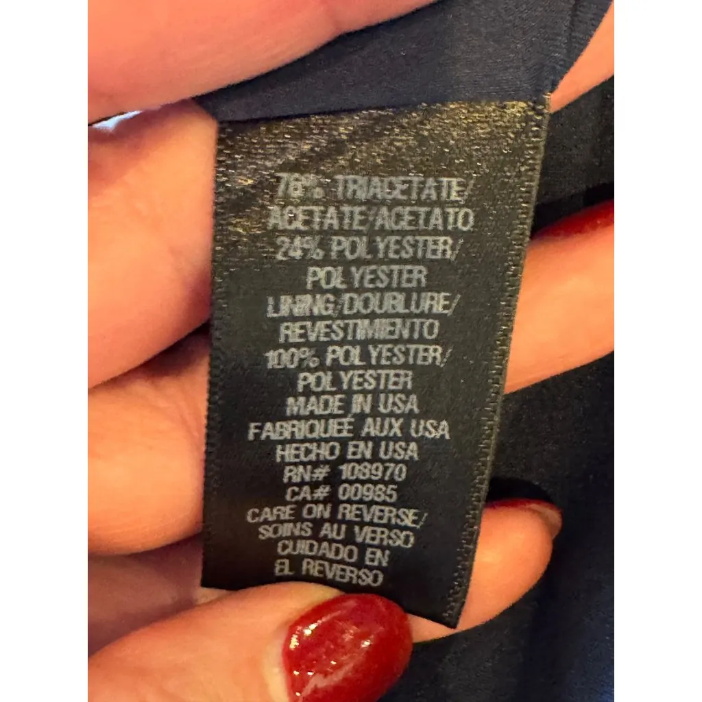 Zac Posen Gown‎ Women 12 Navy Blue Satin One Shoulder Flowy Maxi Formal Luxury - Image 13