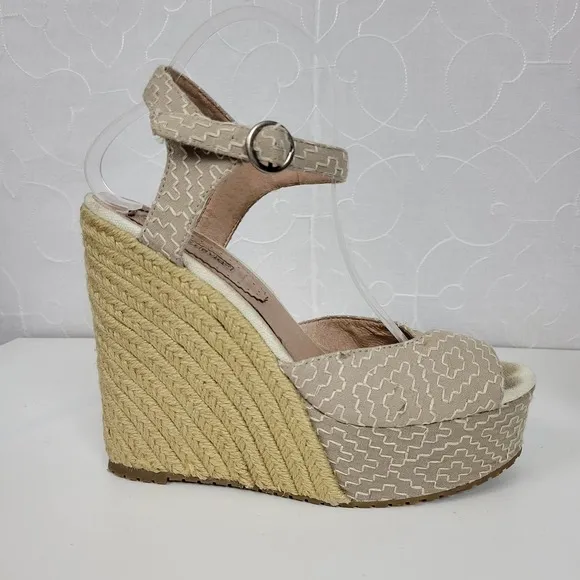 Charles David Womens Sandals Size 10 Taupe Wedge Heel Slingback Espadrille - Image 12