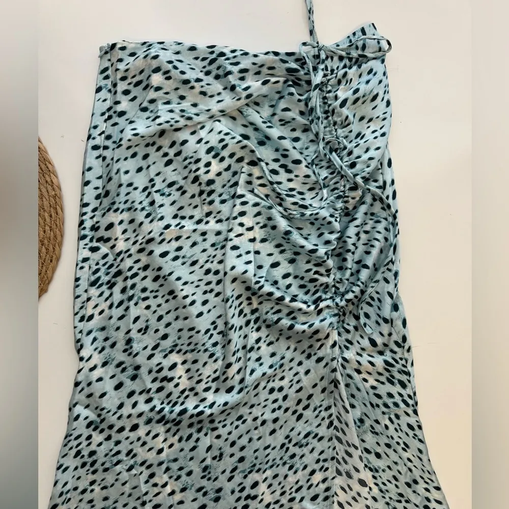 CIDER Blue‎ Spot Leopard Print Drawstring Split Maxi Skirt Large - Image 5