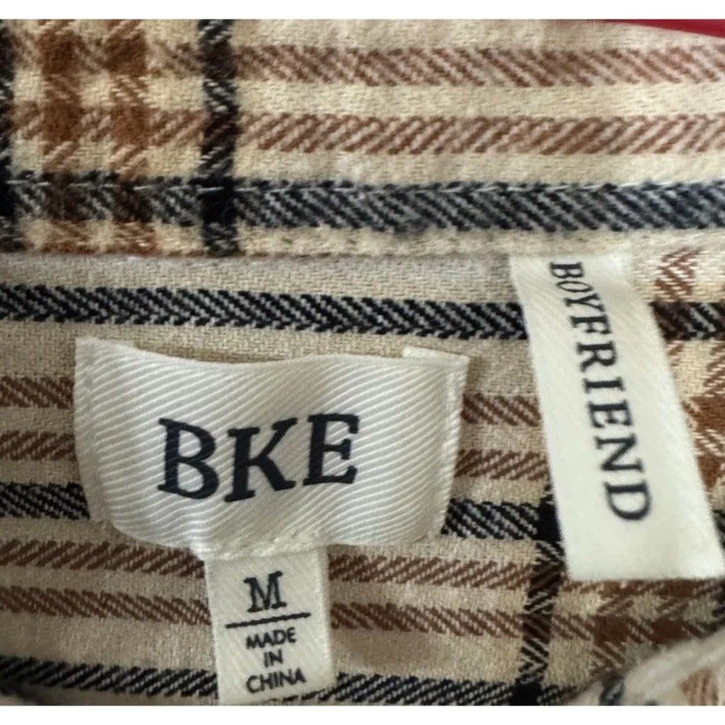 Chic BKE Buckle Women's Sz M Boyfriend Button Down Flannel Plaid Shirt BOHO Size M - Image 6