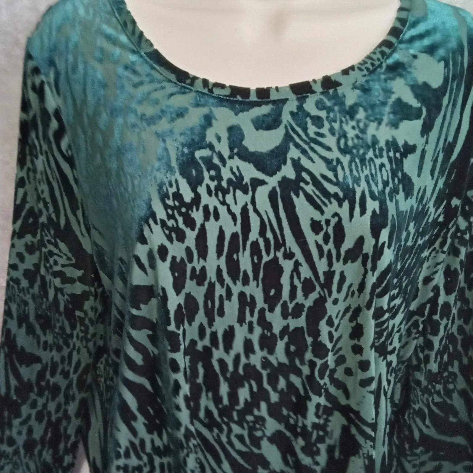Simply Vera Vera Wang Women Large Green And Black Long Sleeve‎ Round Neck - Image 5