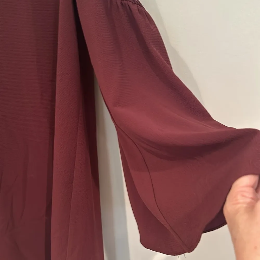 Do+Be Women's Burgundy Lace Top Swing Dress Flutter Sleeve Midi Size Small‎ - Image 3