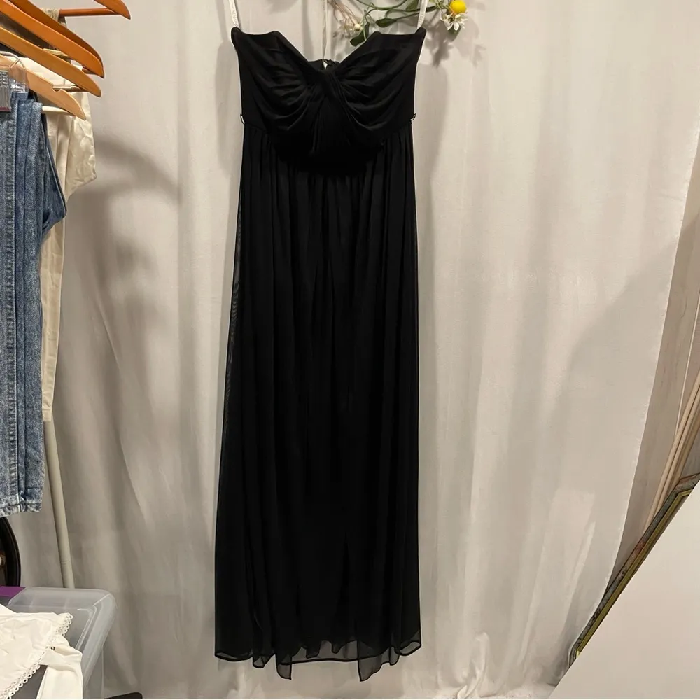 Stunning David’s Bridal black chiffon maxi strapless dress whimsigoth boho fairy - Image 9