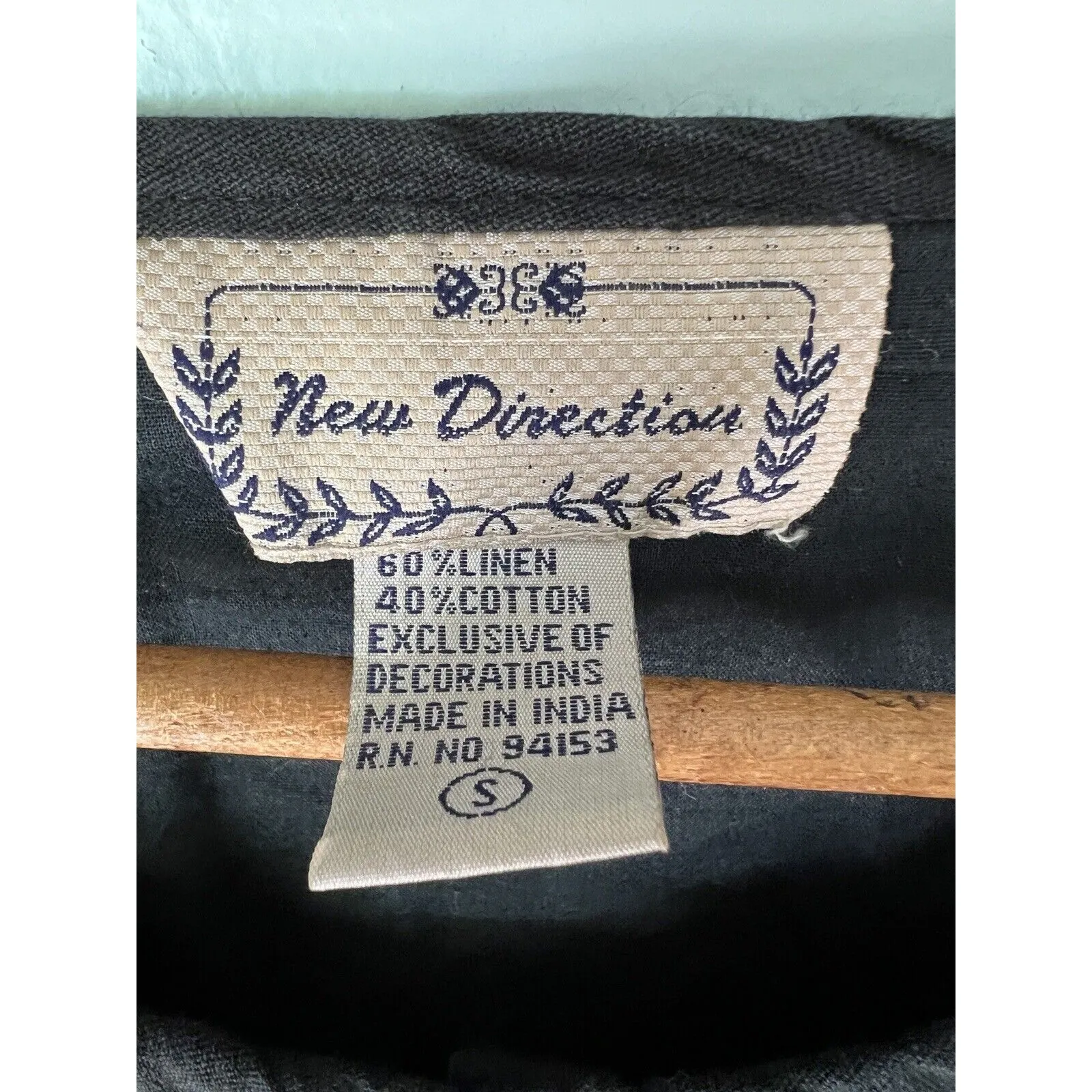 New Direction Jacket Womens S Black Embroidered Beaded Art to Wear Artsy Casual - Image 3