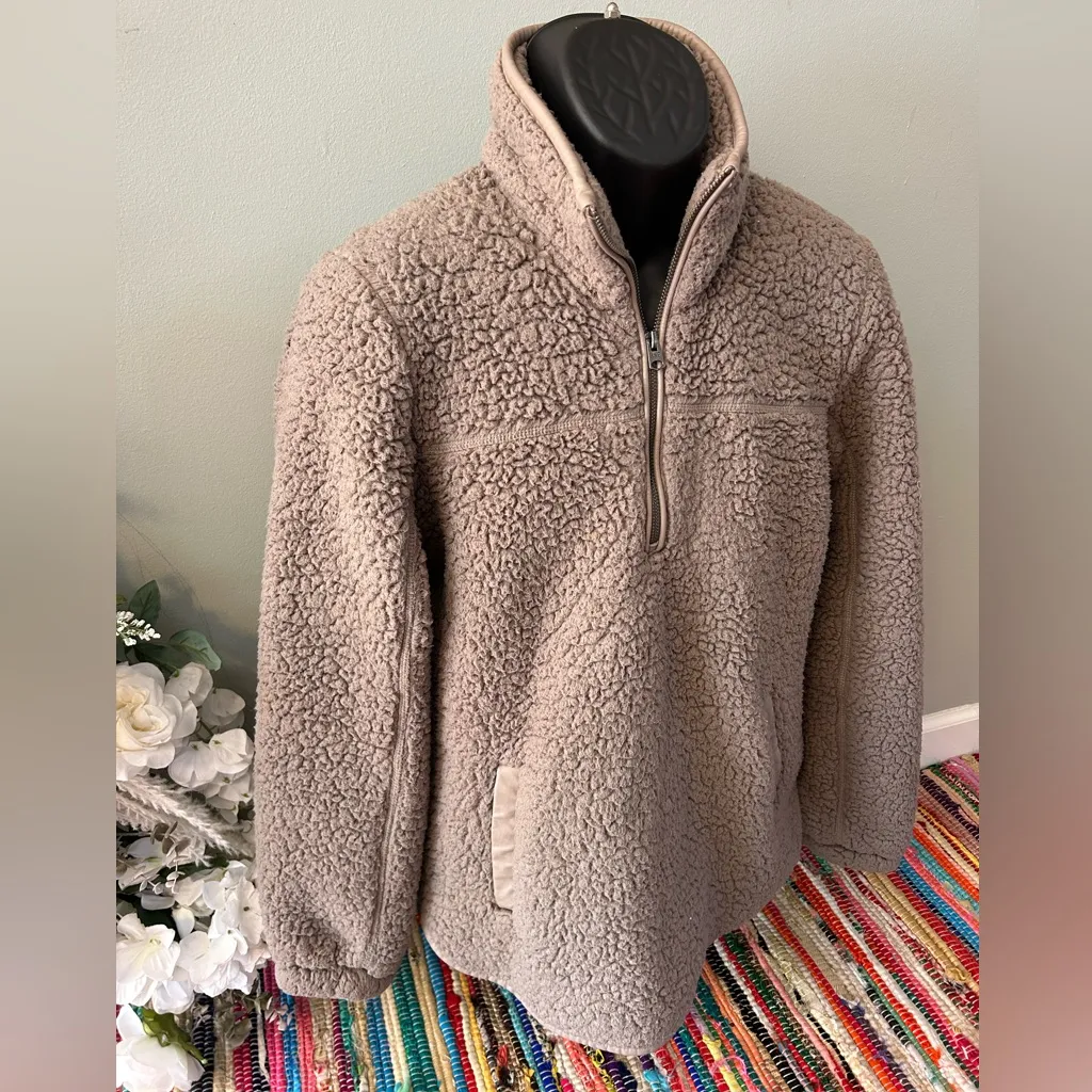 Abercrombie & Fitch Fleece Jacket Quarter Zip Soft A&F Collection Gray Medium - Image 3