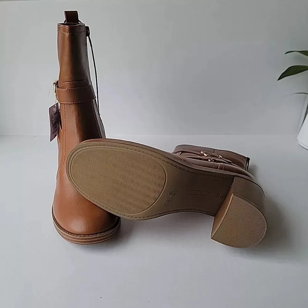 Liz Claiborne Womens Olinda Block Heel Booties Brown Size 10M - Image 6