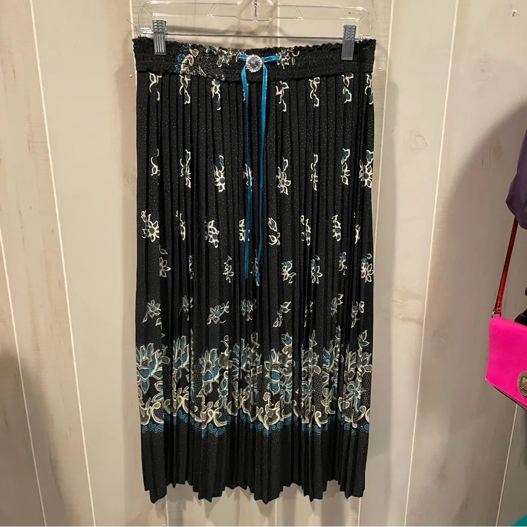 Cute boho western accordion pleated jeweled waist pull on skirt whimsigoth midi - Image 6