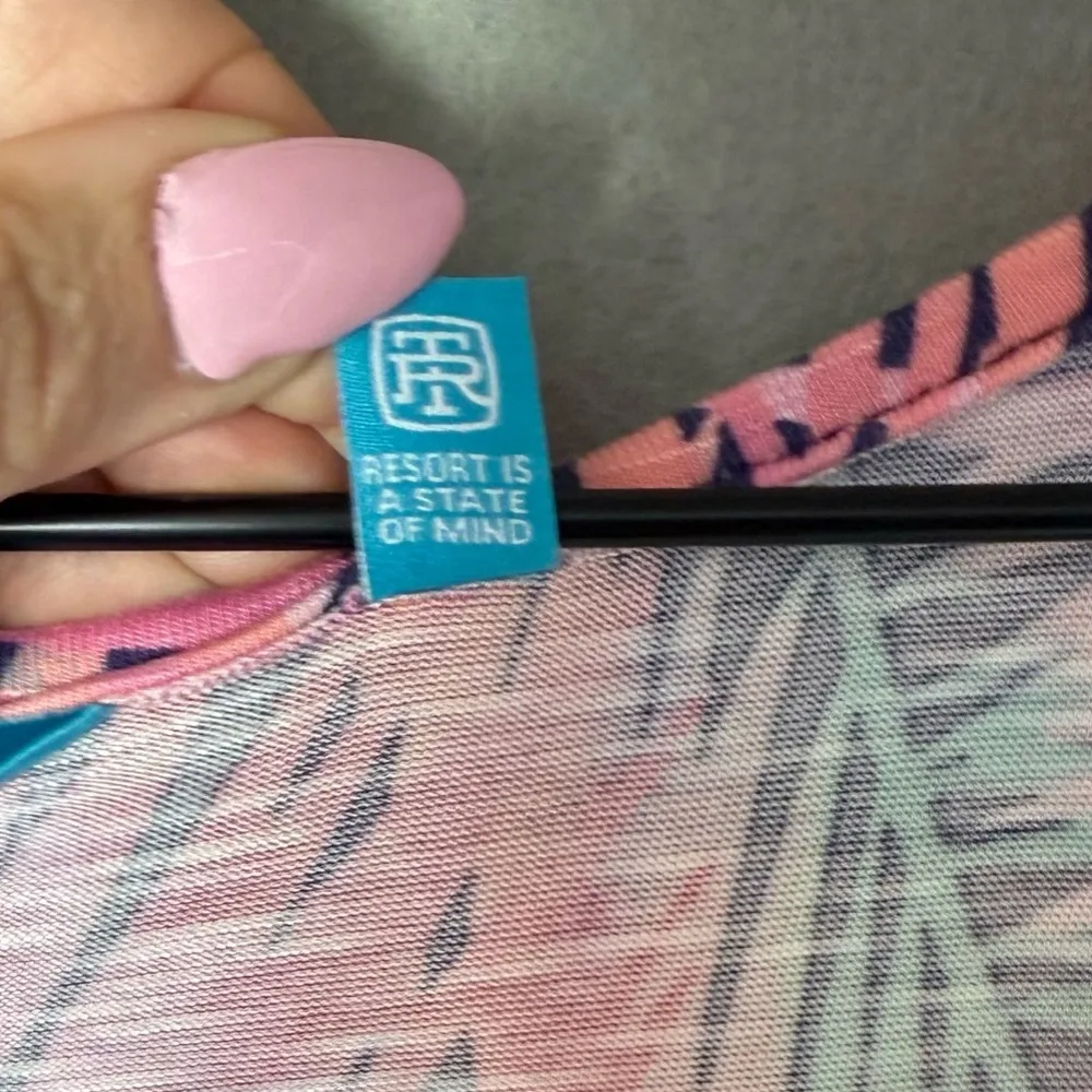 Tori Richard Womens Colorful Tropical Palm Leaf Print Swim Coverup Mini Dress M - Image 7