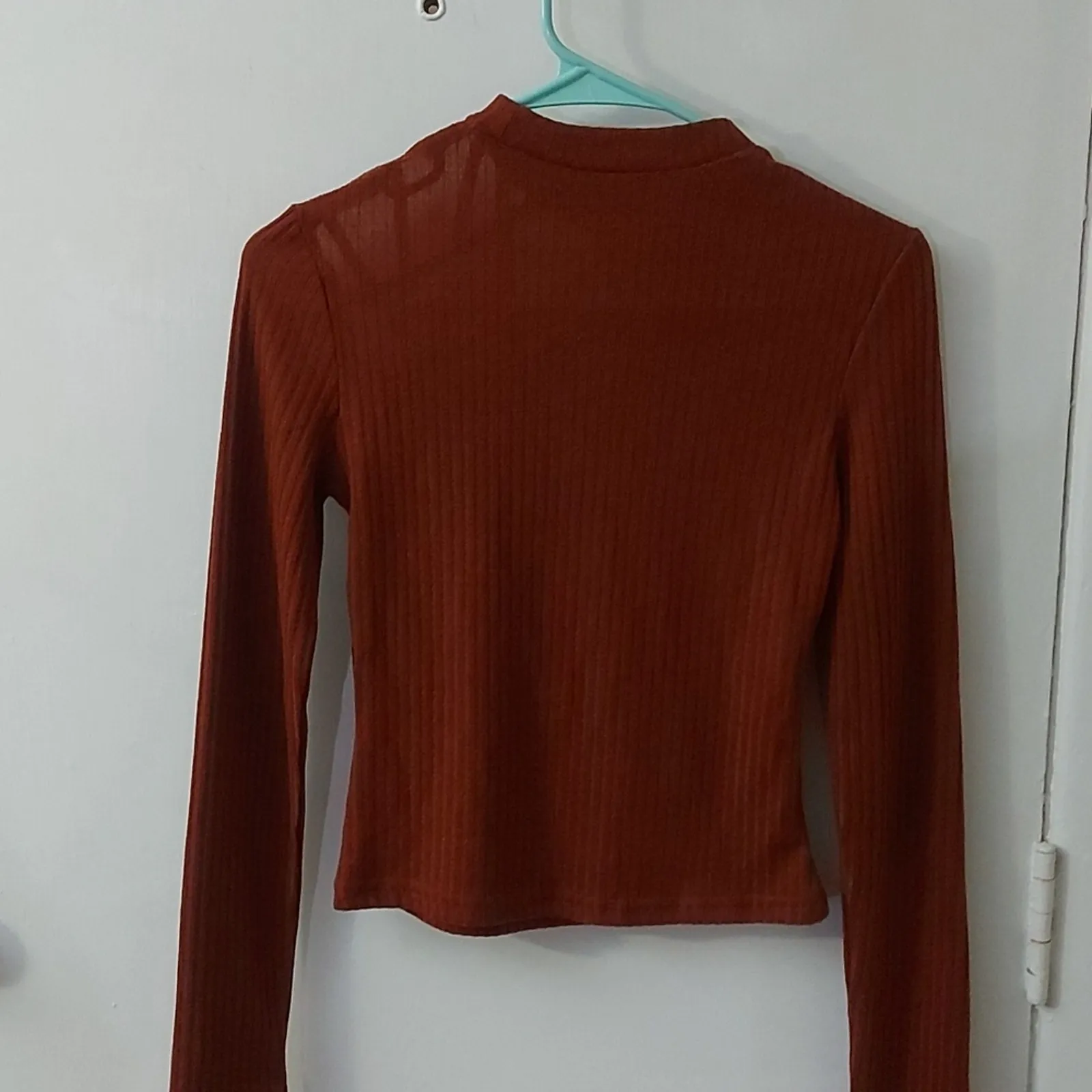 SHEIN Mock Ribbed Turtleneck Top 2 Cut Out Casual Boho Coquette Girl Rocker - Image 2